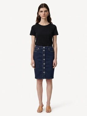 𝅺All Saints Button Front Denim Jean Skirt Size 8 Casual